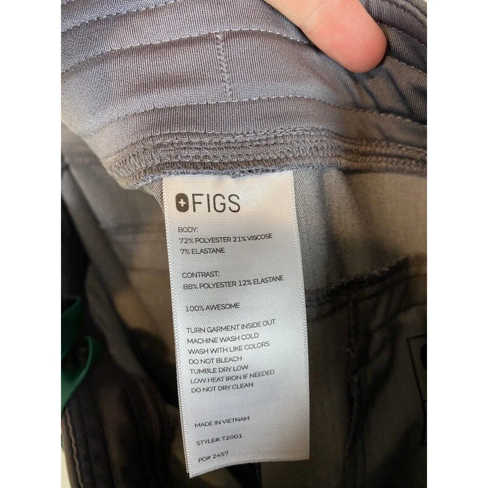 Figs Men's Scrubs Pants L Gray Axim Cargo Scrub Straight Leg Drawstring Elastic